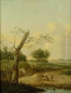 Flachlandschaft Mit Staffagefiguren by Johann Georg Schutz