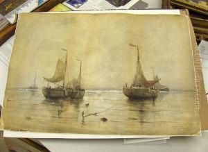 Moored Boats by Willem Joannes Schutz