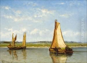 Purjeveneita Rannan Tuntumassa. by Willem Joannes Schutz
