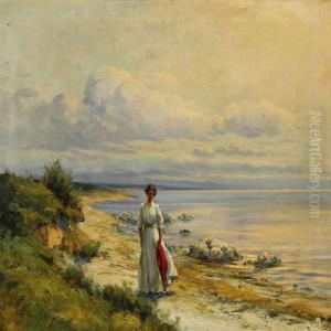 A Young Woman On The Beach by Wilhelm Schutze