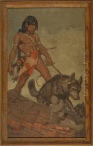 An Indian Boy And Wolf by Remington Schuyler