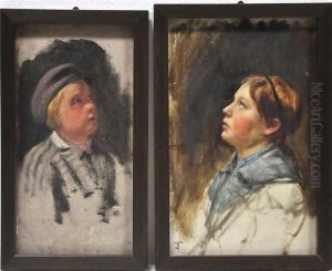 Zwei Portraitstudien by Theodor Christoph Schuz