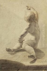 Enfant Nu, Assis, Vu De Dos by Johann Caspar Schwab