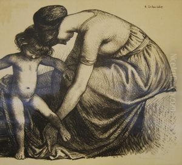 Mother And Child; Lithograph - view 1