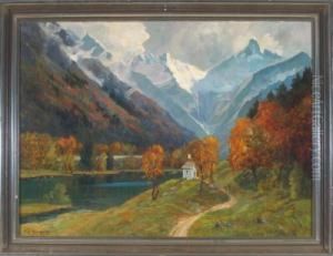 Herbst Am Christlessee Mit Blick In Die Schneebedeckten Oberstdorfer Berge by Fritz Schwaiger