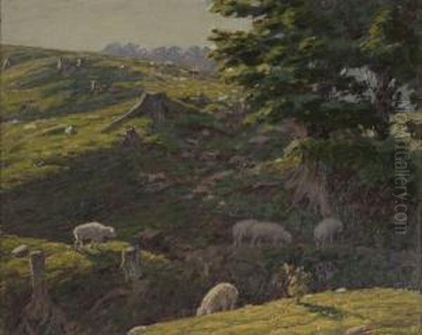 Landscape With Grazing Sheep - view 1