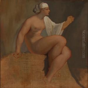Female Nude With A White Head Cloth by Frans Schwartz