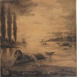 Amerman And Fabulous Monsters On A Beach by Frans Schwartz