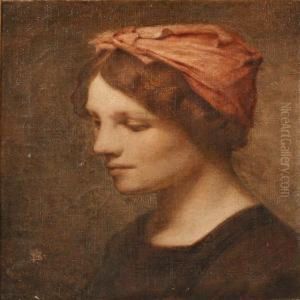Woman With A Red Head Scarf by Frans Schwartz