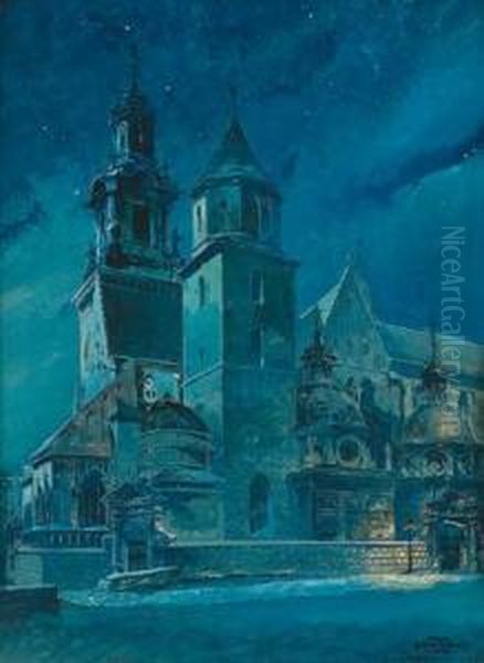 A Church In Wawel Castle In Krakov At Night - view 1