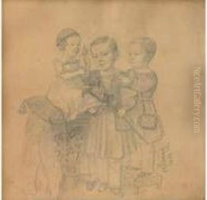 Portrait De Trois Enfants (1844) by Otto Gottlieb Schwarz