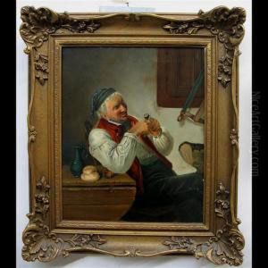 Seated Man Enjoying Lunch