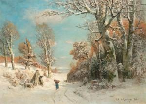 Sammlerin Und Jager In Einer Winterlandschaft.