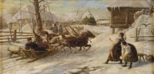 Russische Schlittenfahrt. by Reinhold Schweitzer