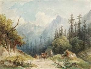 Ziegenhirte Auf Alpenweg