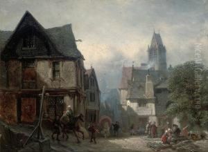 A Busy Market Place by Albert Schwendy