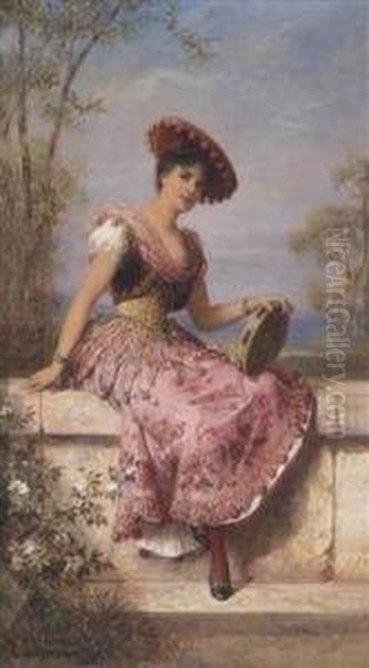 Young Female Tambourine Player - view 1