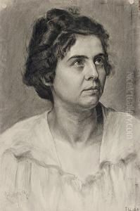 Brustbild Einer Jungen Frau In Weiser Bluse by Karl Schwesig