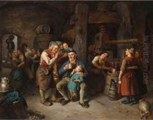 Peasants Merry-making In A Tavern by Peter Schwingen