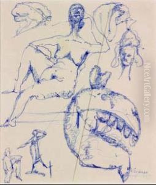 Nudo Femminile Seduto E Studi - view 1