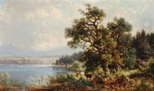 Kuhe Am Ufer Des Starnbergersees by Ludwig Sckell