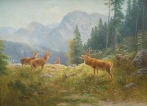 Hirsche Am Konigssee by Ludwig Sckell