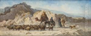 Chamelier Et Gardien De Troupeau Dans Un Paysagemontagneux by Antonio, Cavaliero Scognamiglio