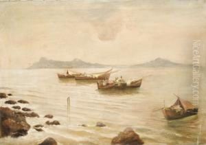 Barche Epescatori Con Capri Sullo Sfondo Barche Epescatori Con Capri Sullo Sfondo