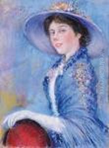 Giovane Donna In Blu Con Cappello by Pietro Scoppetta