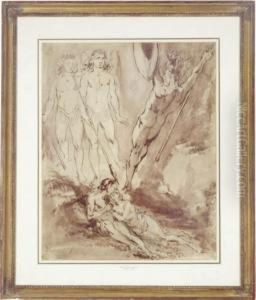 Guardian Angels Defending Adam And Eve From Satan