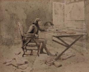 Bonaparte Reflechissant A Sa Table De Travail by Georges Bertin, Dit Scott De Plagnolles