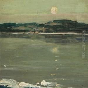 Coastal Scene In Moonlight by James Fraser Scott