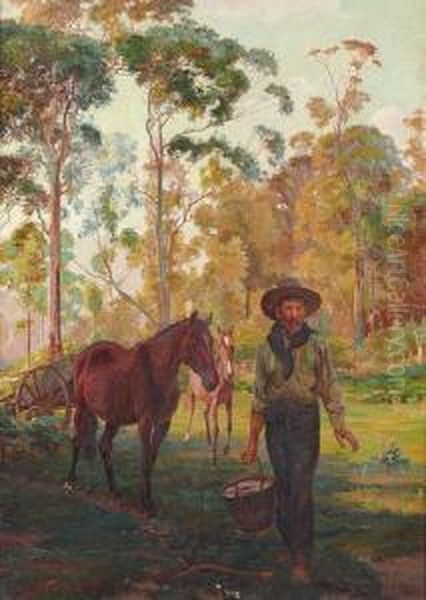 A Settler Collecting Water - view 1