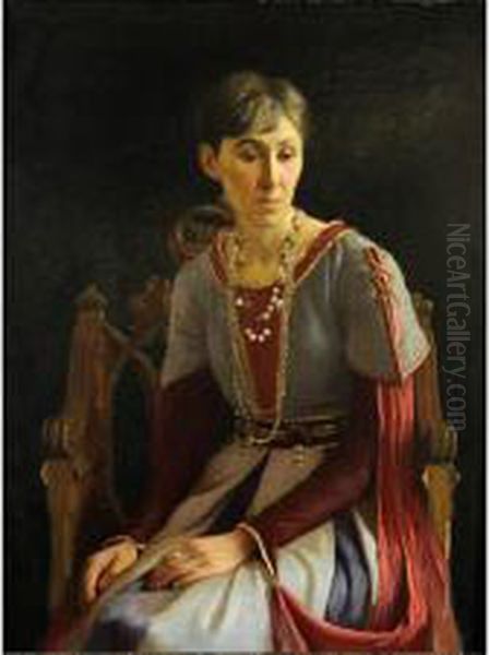 Portrait Of A Lady In Medieval Dress - view 1