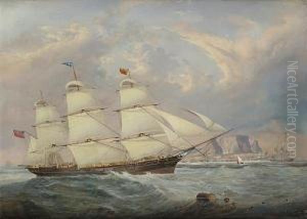 A British Three-masted Merchantman In Twopositions In Table Bay As She Runs Into Cape Town - view 1
