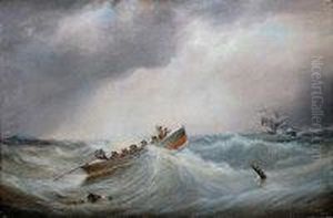 The Lifeboat Percy Going To The Assistance Of A Sailing Ship Indistress In A Storm