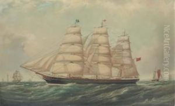 The Clipper Ship Hesperides Passing A Lighthouse - view 1