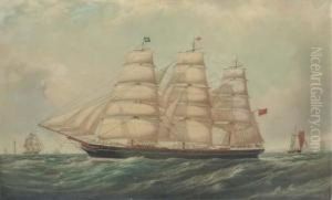 The Clipper Ship Hesperides Passing A Lighthouse