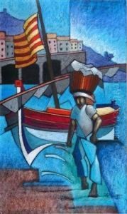 A Harbour Scene At Banyuls Sur Mer by John Douglas Scott