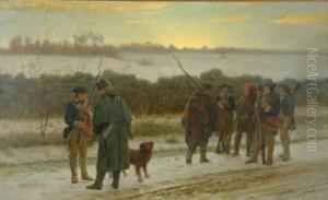 First Instruction In Guard Duty - A Scene From The Revolution by Julian Scott