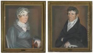 A Pair Of Portraits Of Sarah And Robert Dean by William Henry Stoth. Scott