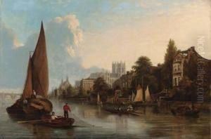 View Of The North Bank Of The River Thames by John Scougall