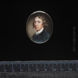 A Gentleman, Wearing Navy Blue Coat With Velvet Collar, Navy Blue Waistcoat And White Chemise. by James Scouler