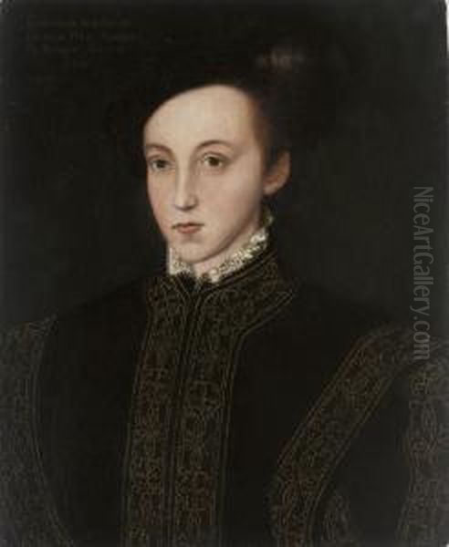 Portrait Of Edward (1537-1553), Prince Of Wales, Later King Edward Vi, Bust-length, In A Black Doublet With Gold Embroidery And A Black Cap - view 1