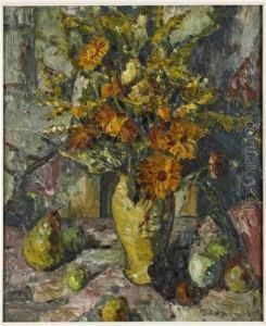 A Still Life Of Fruit And Flowers by Elliott Seabrooke