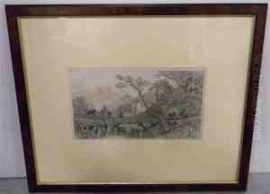 "castle Near A River" by Edward Seager
