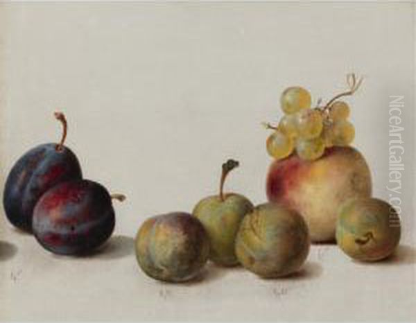 Still Life: Plums, Peach And Grapes - view 1