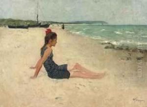 A Girl On The Beach by Hermann Seeger