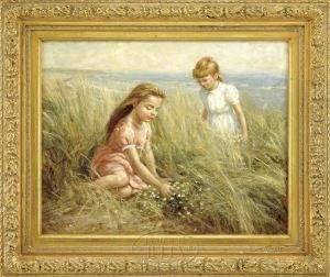 Picking Flowers By The Seashore by Hermann Seeger