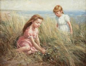 Girls In A Field by Hermann Seeger